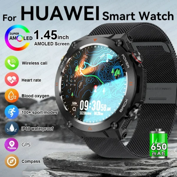 2024 New GPS Smart Watch 1.45" Ultra HD Display Built-in GPS & Compass Make/Receive Phone Calls 650mAh Battery Smart Braceletes
