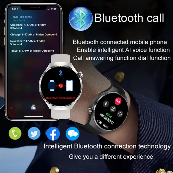 New Watch 4 PRO Smart Watch 366*366 HD Screen Bluetooth Call Heart rate NFC GPS Track SmartWatch Men's Women For Huawei Watch - Image 4
