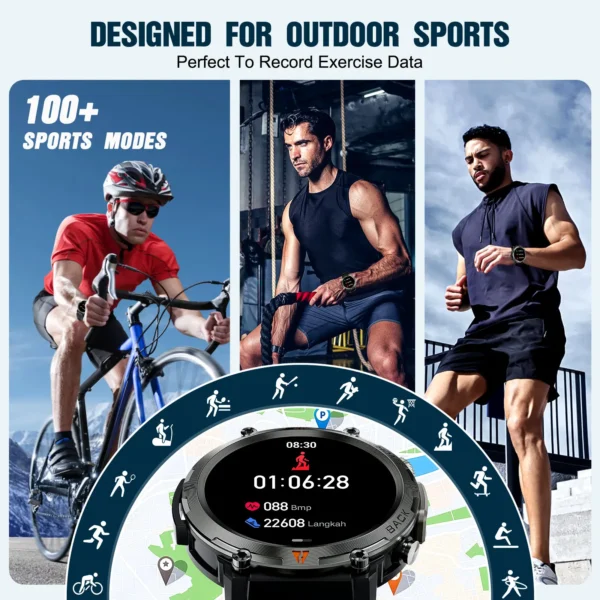LaNikar KE3 Bluetooth Call Smart Watch Men Full Touch Screen Health Monitor With steel ring Men SmartWatch For IOS Android - Image 3