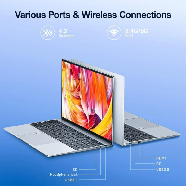 Leno 15.6'' Office Laptop 32GB DDR4 1024GB SSD Windows 11 N5095 Notebook Computer IPS FHD 1080P Display 5G/2.4Ghz WiFi USB 3.0 - Image 5