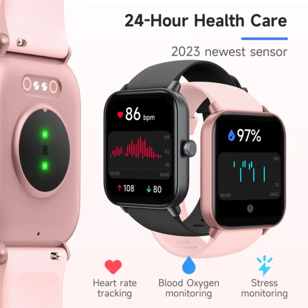 TOOBUR Smart Watch 1.8" Voice Assistant Compatible Android iOS Answer&Make Call Heart Rate Monitor Sleep Tracker Smart Watch - Image 3