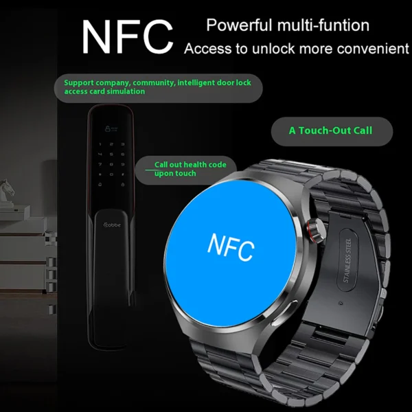 New Watch 4 PRO Smart Watch 366*366 HD Screen Bluetooth Call Heart rate NFC GPS Track SmartWatch Men's Women For Huawei Watch - Image 3