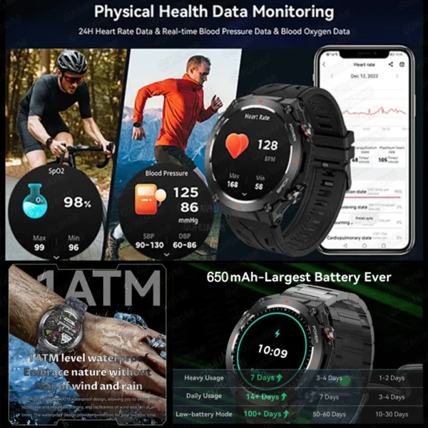 2024 New GPS Smart Watch 1.45" Ultra HD Display Built-in GPS & Compass Make/Receive Phone Calls 650mAh Battery Smart Braceletes - Image 5