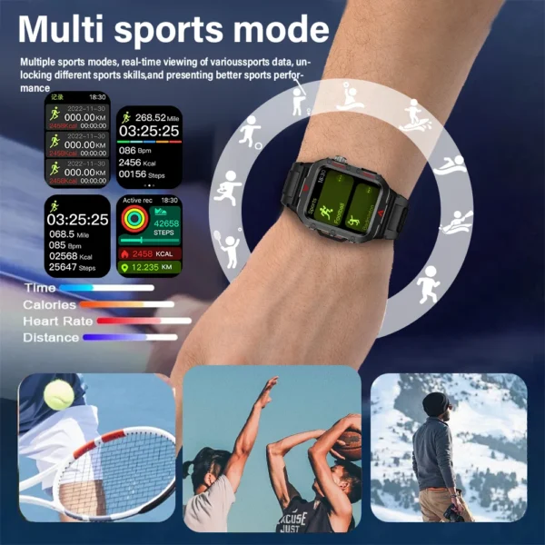 LAXASFIT Men Sports Smart Watch 1.71 Screen Blood Oxygen Bluetooth Talking Watch Multi Sport LED Flashlight Outdoor Smart Watch - Image 5