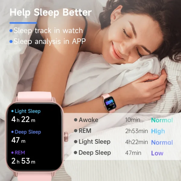 TOOBUR Smart Watch 1.8" Voice Assistant Compatible Android iOS Answer&Make Call Heart Rate Monitor Sleep Tracker Smart Watch - Image 4