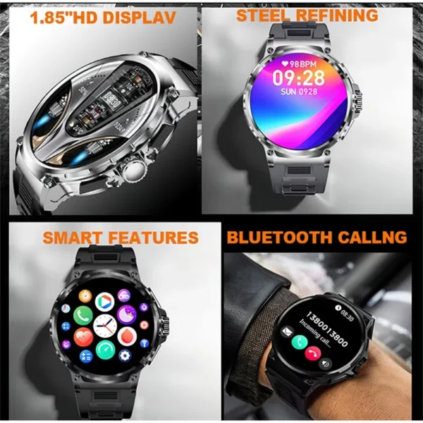 2024 New GPS Men's Smart Watch 710mAH Large Battery 1.85-inch HD Large Screen Bluetooth Call Heart Rate Health Monitoring Watch - Image 4