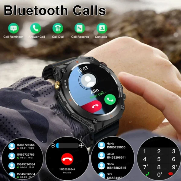 2024 New GPS Smart Watch 1.45" Ultra HD Display Built-in GPS & Compass Make/Receive Phone Calls 650mAh Battery Smart Braceletes - Image 3