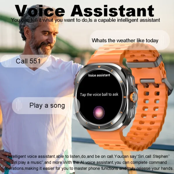For Samsung Galaxy Watch 7 Ultra GPS Compass NFC Smart Watch Outdoor Sports Man AMOLED BT Call IP68 Galaxy 6 Upgraded Smartwatch - Image 6