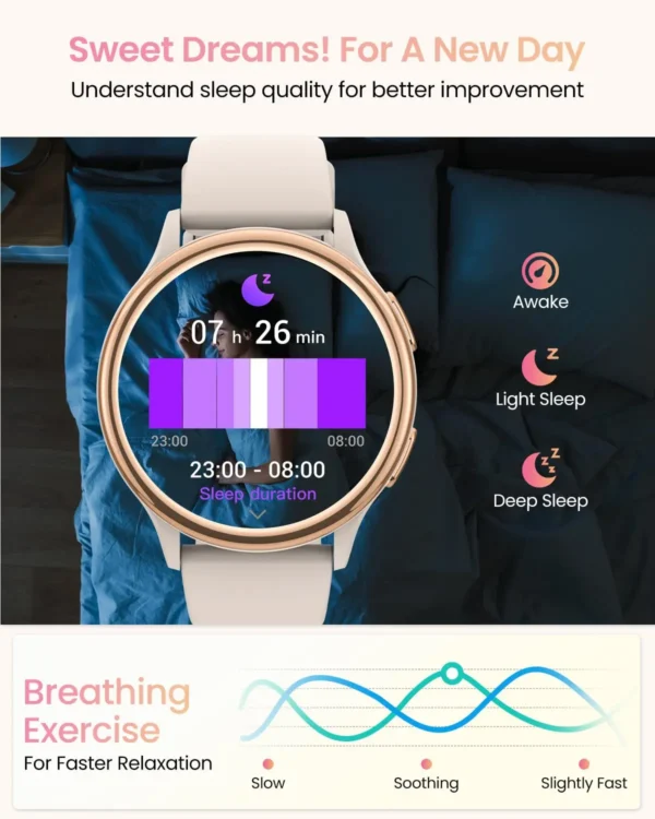 Smart Watches for Women [400+Watch Faces/Calls/Female Health], 1.27" Fitness Tracker Smartwatch for iPhone ＆ Android, Activity T - Image 6