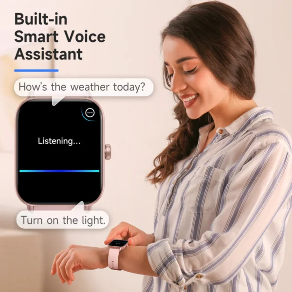 TOOBUR Smart Watch 1.8" Voice Assistant Compatible Android iOS Answer&Make Call Heart Rate Monitor Sleep Tracker Smart Watch - Image 2