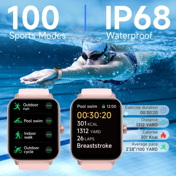 TOOBUR Smart Watch 1.8" Voice Assistant Compatible Android iOS Answer&Make Call Heart Rate Monitor Sleep Tracker Smart Watch - Image 5