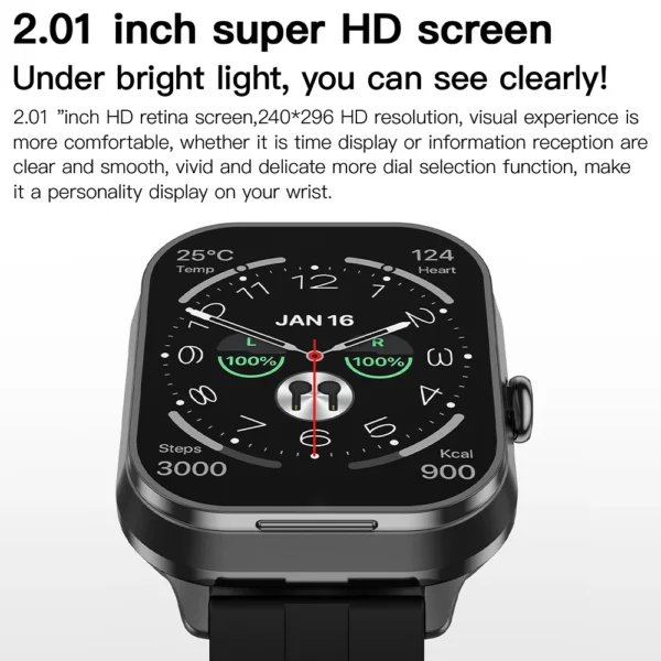 Smart Watch And TWS Earphones Upgraded 2-in-1 2.01inch Full Touch Screen Display, Message, Compatible With IPhone/Android Phones - Image 4
